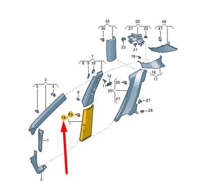 NEW VW ARTEON 3H7 RIGHT SIDE B PILLAR LOWER TRIM 3G886729282V ORIGINAL