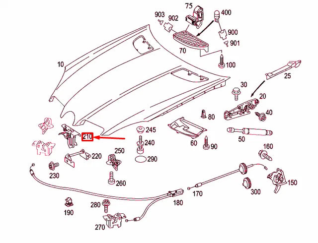 NEW MERCEDES-BENZ SLK R171 ENGINE HOOD TOP RETAINING HOOK A1718800064 ORIGINAL