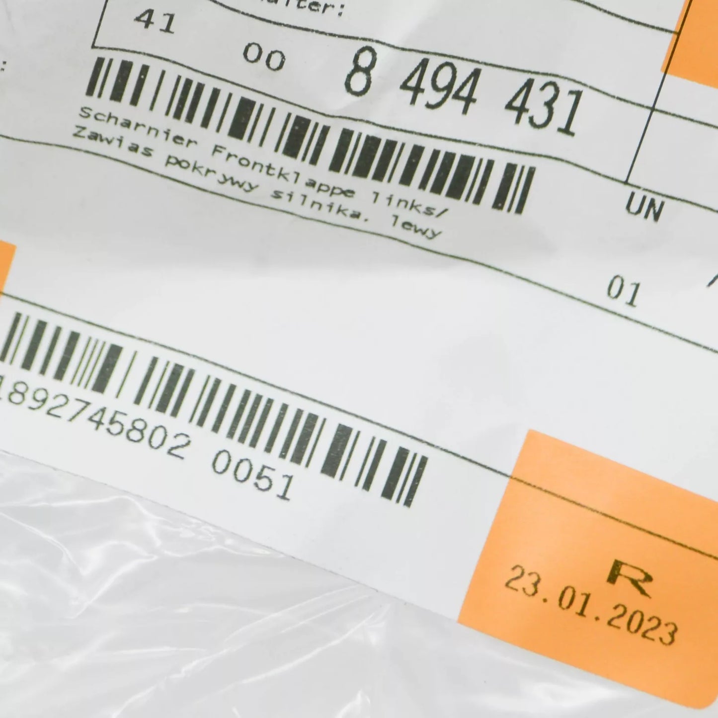 NEW BMW 3 G20 FRONT LEFT HOOD HINGE 41008494431 8494431 ORIGINAL