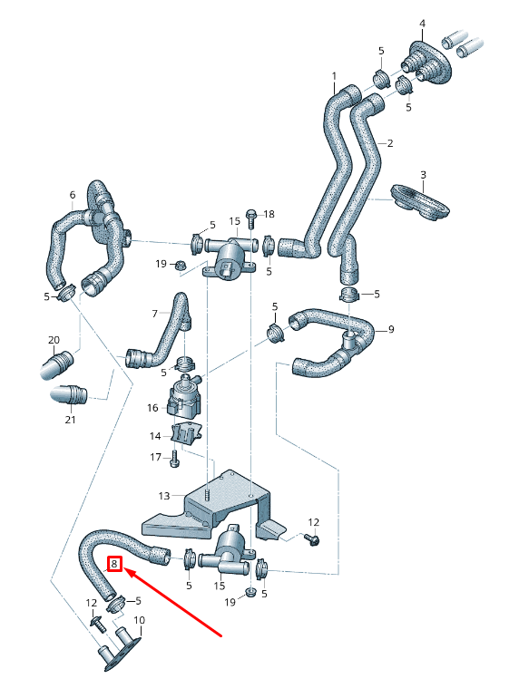 new audi q5 8r hvac heater coolant hose 8r0819675b original