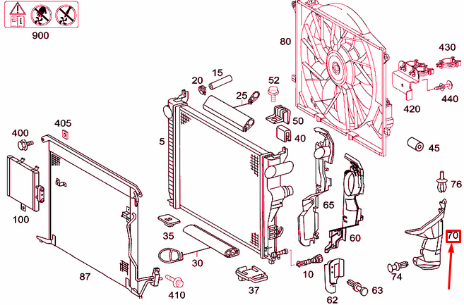 NEW MERCEDES-BENZ S W220 RADIATOR LEFT LATERAL COVER A2205050988 ORIGINAL
