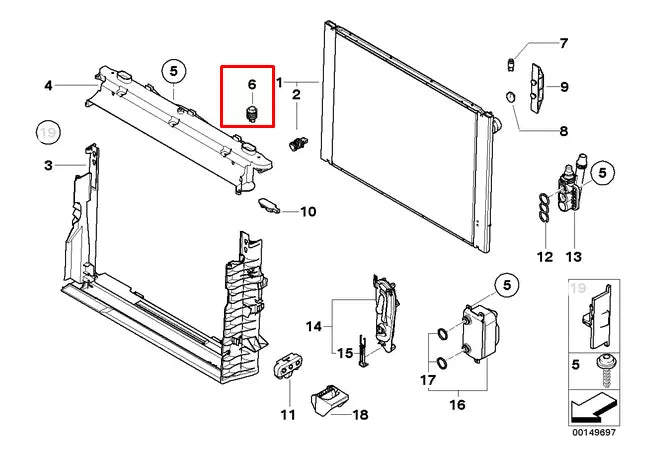 NEW BMW 3 E90 FRONT RADIATOR SUPPORT BRACKET 17117514402 7514402 ORIGINAL