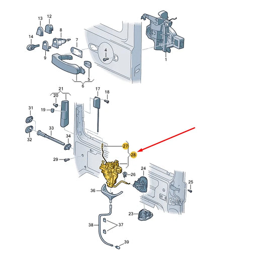 NEW VW TRANSPORTER T5 RIGHT SLIDING DOOR REMOTE CONTROL LOCK 7E0843654BR