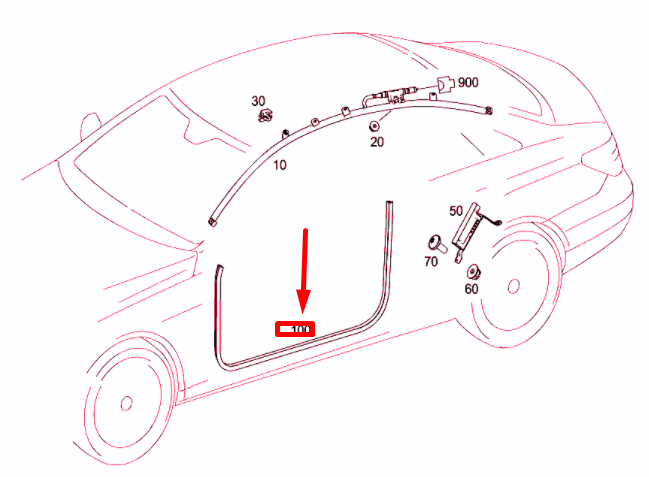 new mb e coupe c207 front left door edge protection a20769203769b00 original