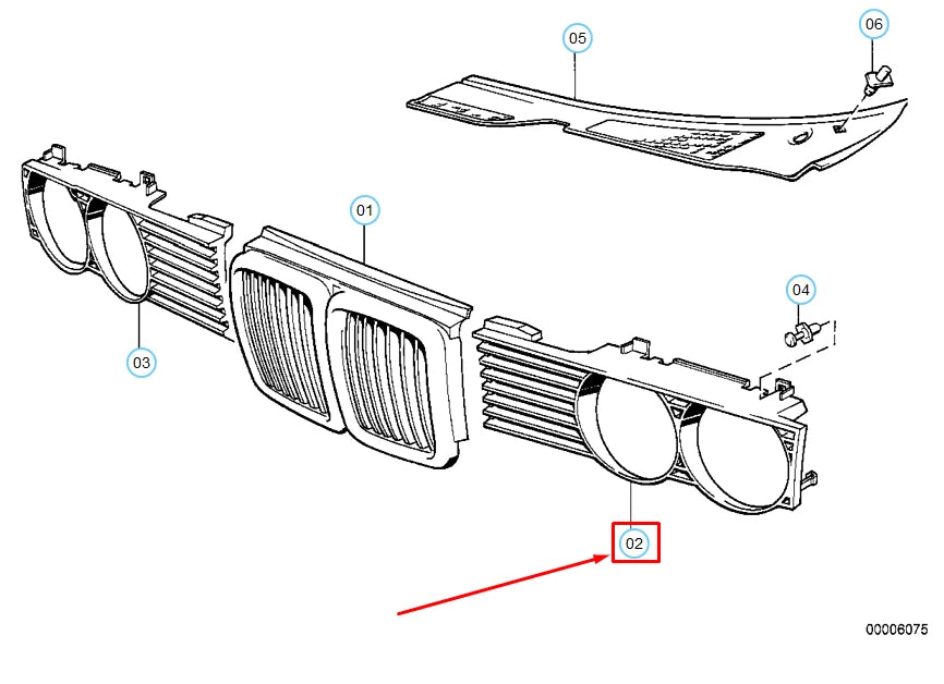 NEW BMW 7 E32 FRONT LEFT HEADLIGHT LAMP GRILLE 51131938425 ORIGINAL