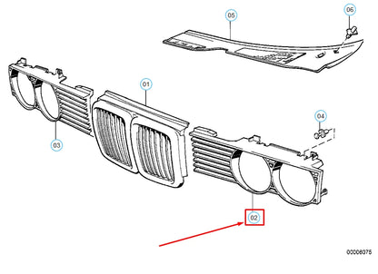 NEW BMW 7 E32 FRONT LEFT HEADLIGHT LAMP GRILLE 51131938425 ORIGINAL