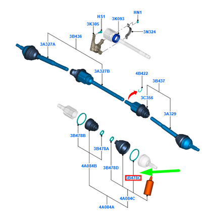 new ford kuga mk1 c394 front axle cv boot clamp 3c11-3b478-ba 4558405 original