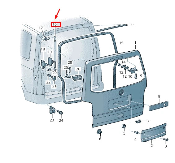 NEW VW TRANSPORTER VI T6 REAR LID GAS FILLED STRUT 7E7827550E