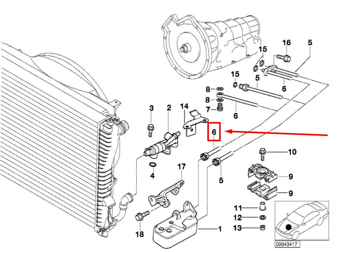 NEW BMW 5 E39 OIL COOLER INLET HOSE 17221711464 1711464 ORIGINAL