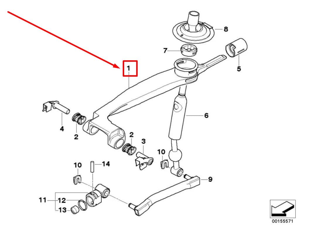 NEW BMW 5 E60 GEARSHIFT MANUAL TRANSM. SHIFTING ARM 2283195 25112283195 ORIGINAL