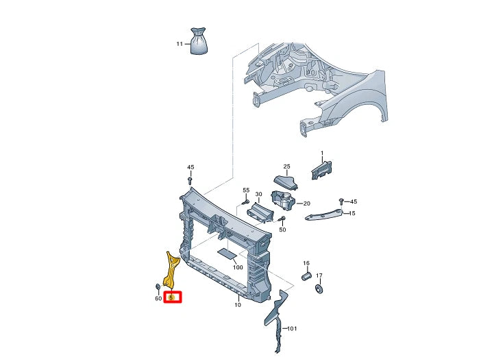 NEW VOLKSWAGEN TOURAN 1T3 FRONT CENTER LOCK CARRIER HOLDER 1T0805567A ORIGINAL