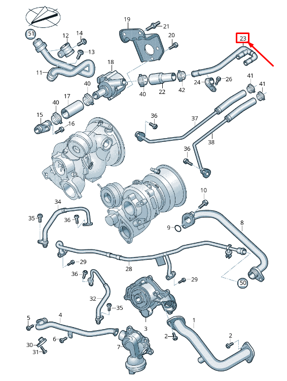 new audi a6 c8 engine coolant water pipe 06m121085s original