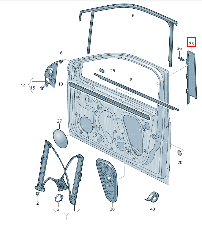 new volkswagen t-cross c11 front right door trim 2gm837901e9b9 original