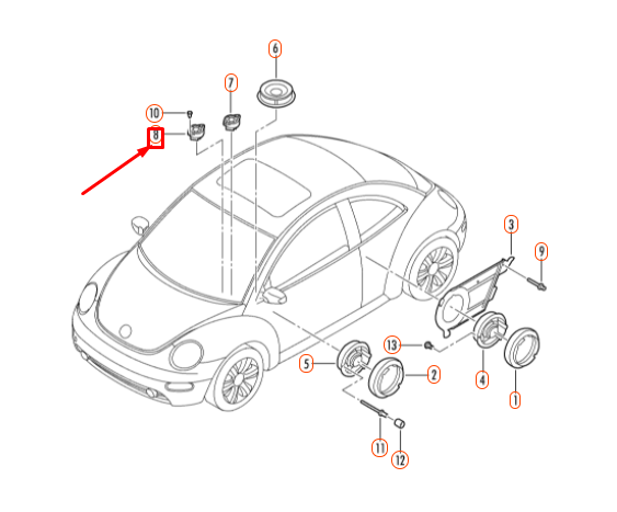 NEW VOLKSWAGEN BEETLE 9C FRONT PANEL MID TONE SPEAKER 1C0035411D ORIGINAL