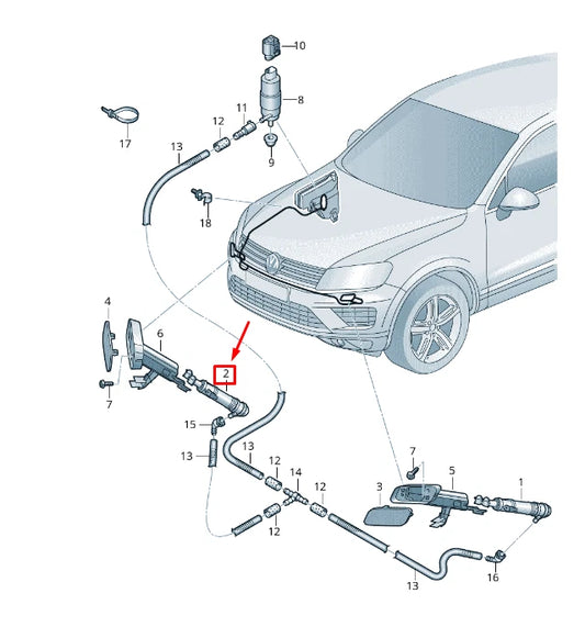 NEW VW TOUAREG 7P RIGHT HEADLIGHT CLEANING SYSTEM REPAIR SET 7P6998104 ORIGINAL