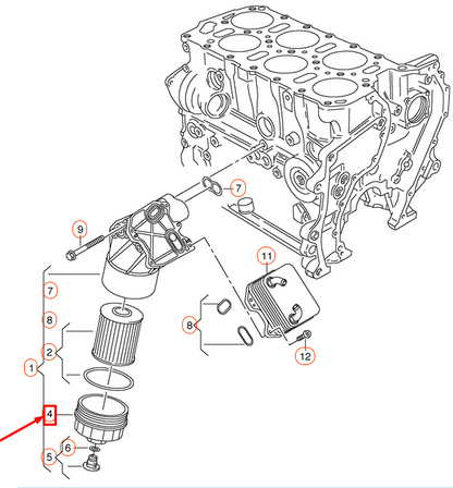 NEW VOLKSWAGEN PASSAT CC OIL FILTER HOUSING CAP COVER 03H115433 ORIGINAL