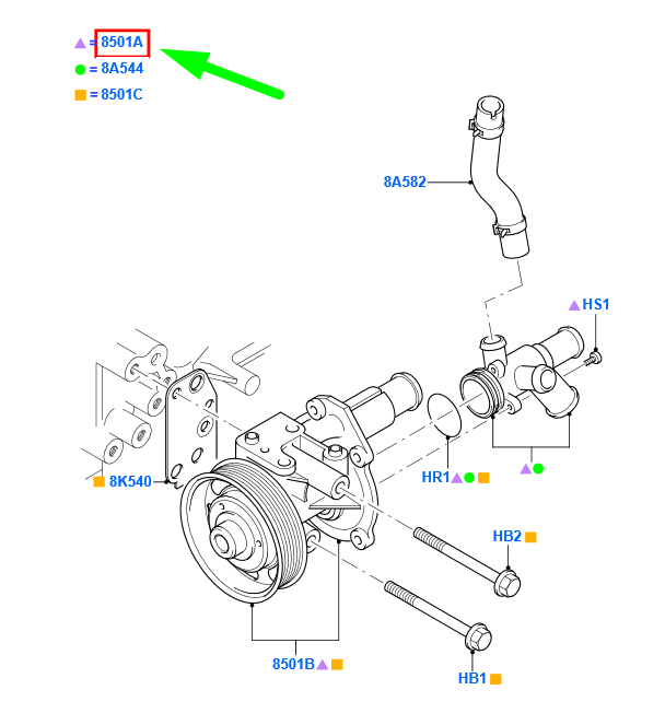 new ford transit mk3 water pump assy 7c16-8a558-aa 1459513 original