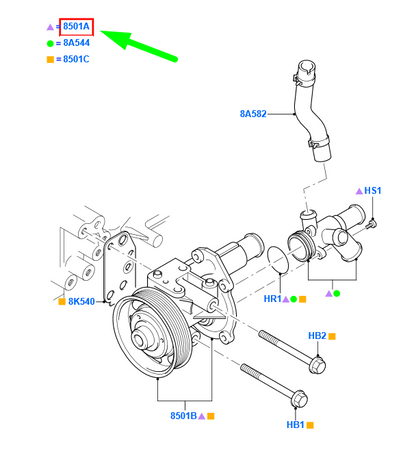 new ford transit mk3 water pump assy 7c16-8a558-aa 1459513 original