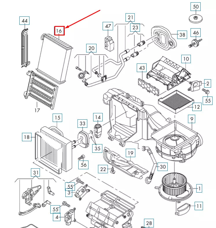 NEW AUDI A3 8V INTERIOR HEATER EXCHANGER 5Q0819031B ORIGINAL