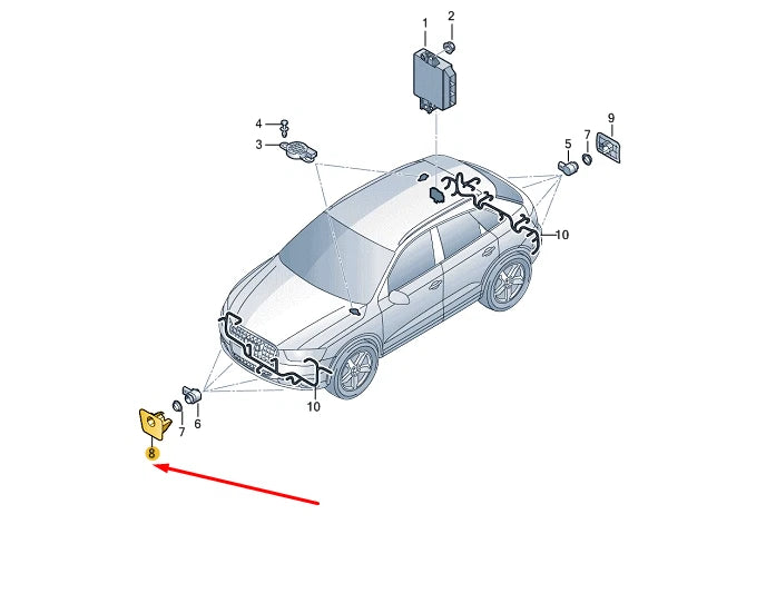NEW AUDI Q3 8U FRONT OUTER RIGHT PARK SENSOR BRACKET 8U0919268AB ORIGINAL