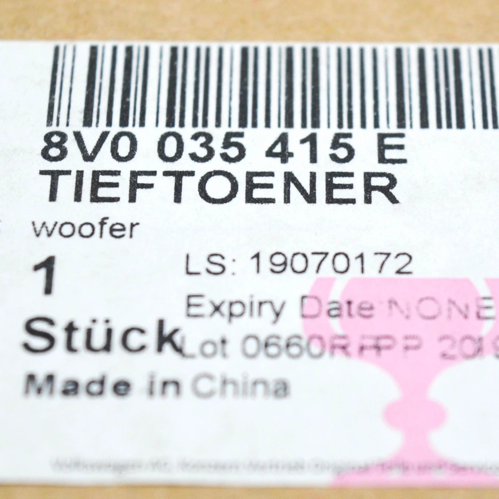 NEW AUDI A3 RS3 SPORTBACK 8V FRONT DOOR LOUDSPEAKER BASS 8V0035415E ORIGINAL