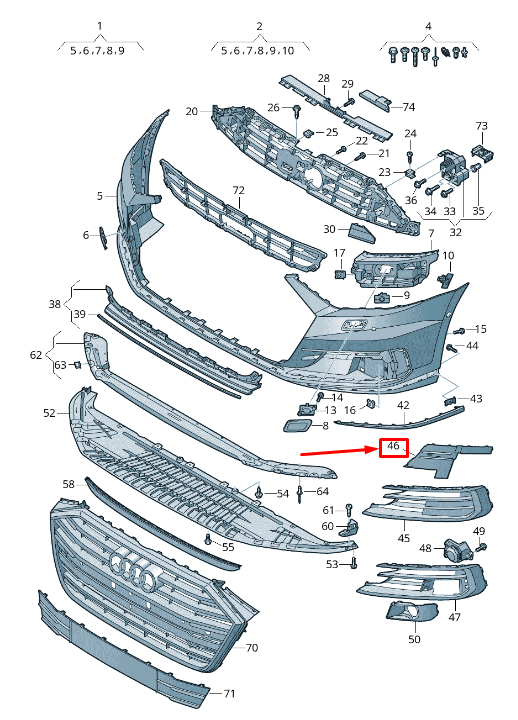 NEW AUDI A8 4N FRONT RIGHT BUMPER END CAP 4N0807152 ORIGINAL