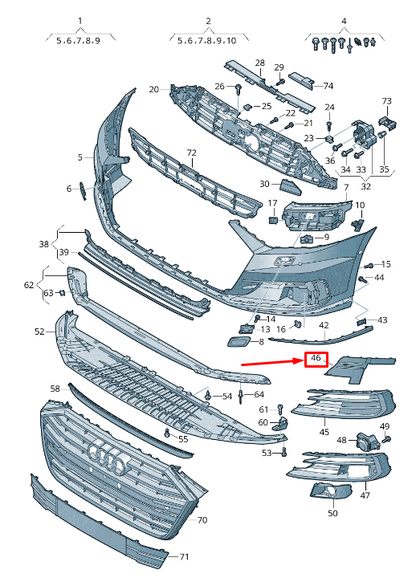 NEW AUDI A8 4N FRONT RIGHT BUMPER END CAP 4N0807152 ORIGINAL