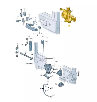 NEW VW TRANSPORTER T5 RIGHT SLIDING DOOR INTERIOR HANDLE FRAME 7E0843352C