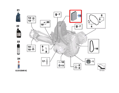 new bmw k21 r ninet 16 air filter 13717706414 original