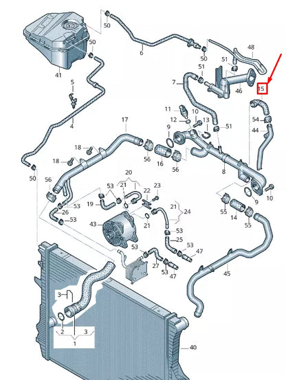 NEW AUDI Q7 4L ENGINE COOLANT HOSE 7L6121157J ORIGINAL