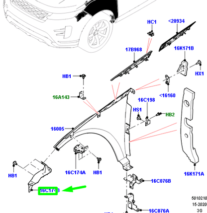 new lr range rover evoque l551 front left fender bracket lr126255 original