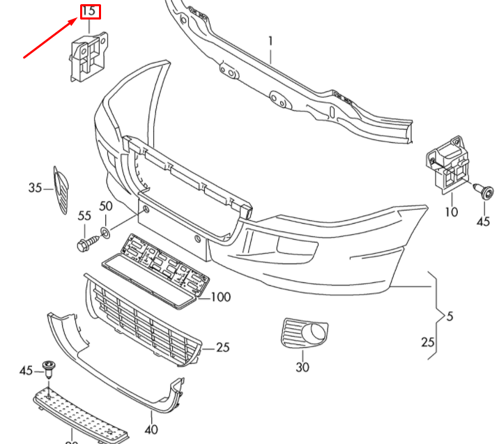 NEW VOLKSWAGEN CRAFTER MK1 2E FRONT BUMPER RIGHT GUIDE 2E0807178 ORIGINAL