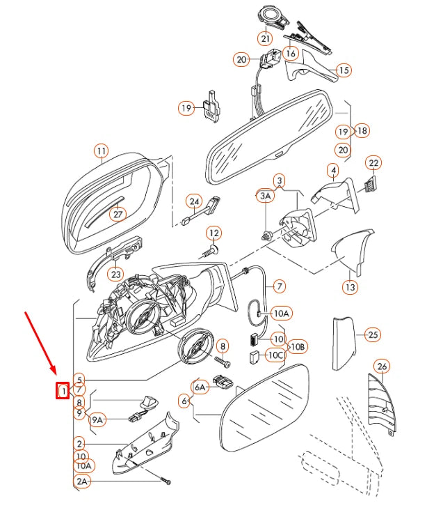 NEW AUDI RS5 COUPE QUATTRO 8T FRONT LEFT DOOR MIRROR LHD 8T1857409AJ3FZ ORIGINAL