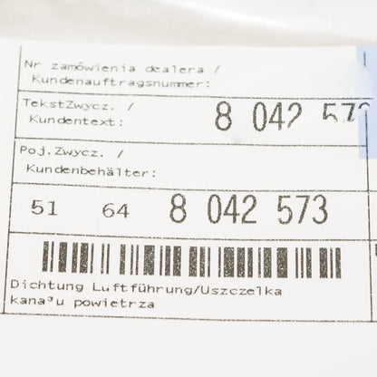 NEW BMW 3 E92 M3 4.0I AIR GUIDANCE SEAL 51648042573 8042573 ORIGINAL