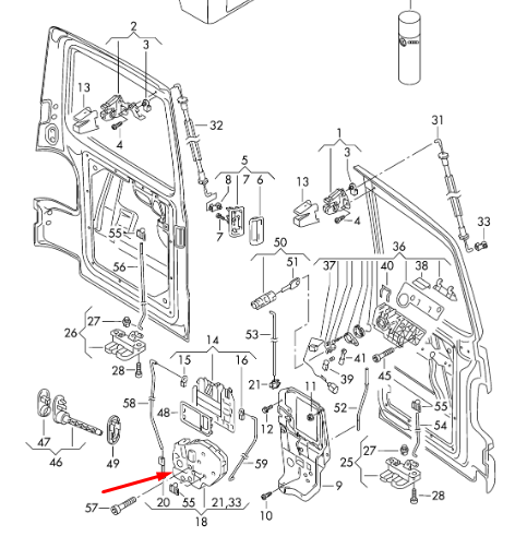 new volkswagen transporter t5 rear door lock 7e0827425aa original