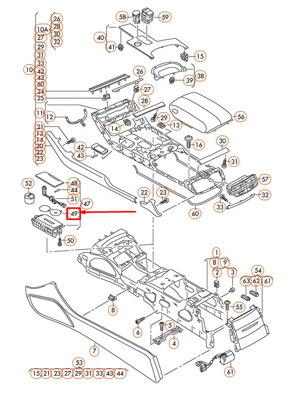 NEW AUDI A8 D4 CENTER CONSOLE CUP HOLDER INSERT LHD 4H1863417A ORIGINAL
