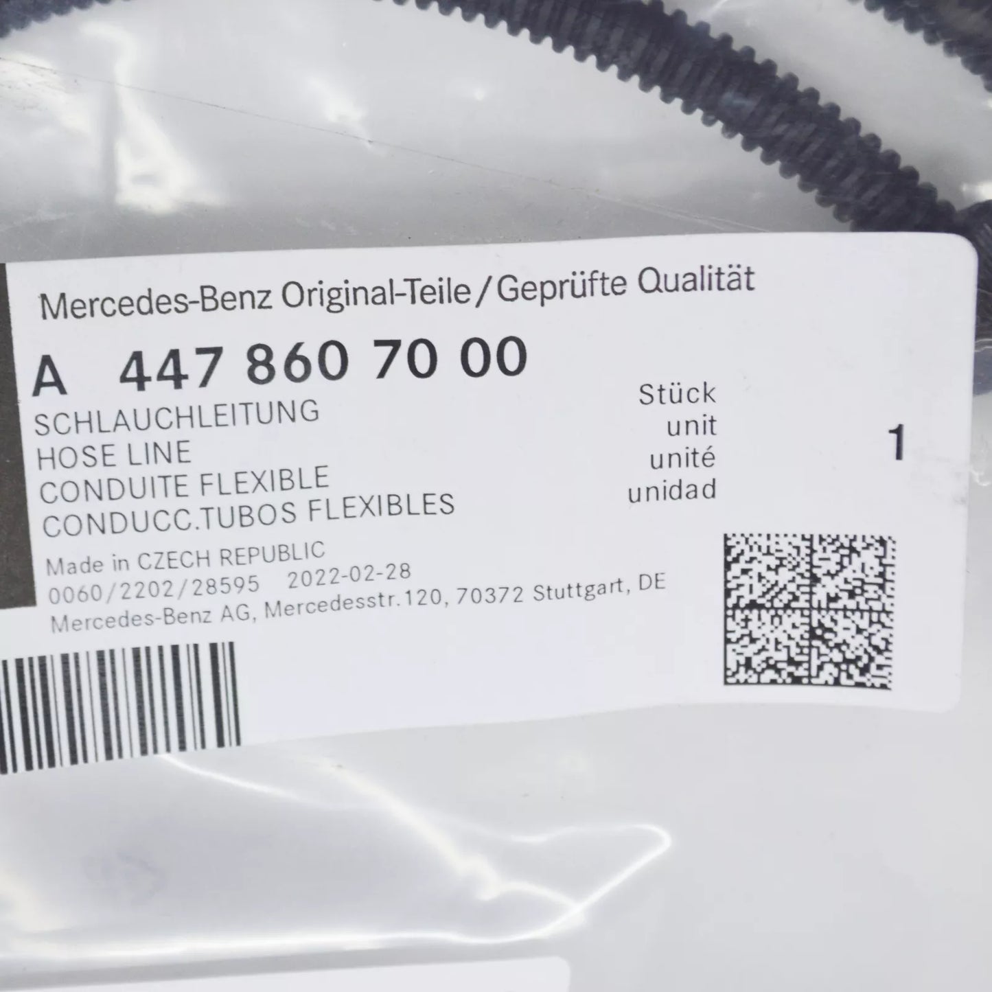 NEW MERCEDES-BENZ VITO W447 WINDSHIELD WIPER HOSE LINE A4478607000 ORIGINAL