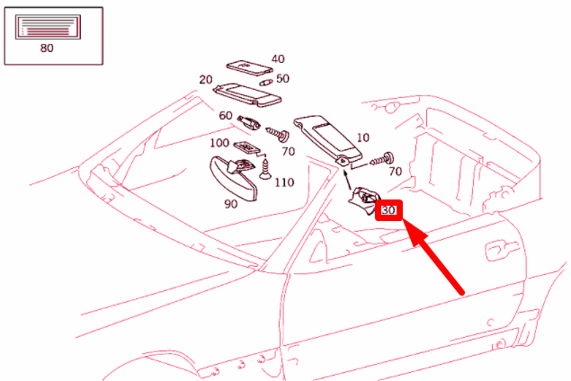 NEW MERCEDES-BENZ SL R129 RIGHT SUN VISOR MOUNT CAP A12981106617D43 ORIGINAL