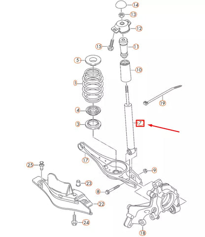 NEW VOLKSWAGEN GOLF MK7 REAR GAS SHOCK ABSORBER 5Q0513029BQ ORIGINAL