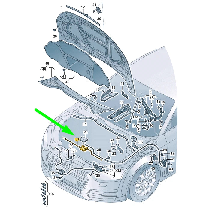 NEW AUDI TT FV MK3 FRONT BONNET CENTER BOWDEN CABLE 8S0823531C ORIGINAL