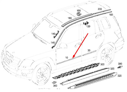 NEW MERCEDES-BENZ GLK-CLASS X204 FRONT RIGHT DOOR CHROME MOLDING TRIM