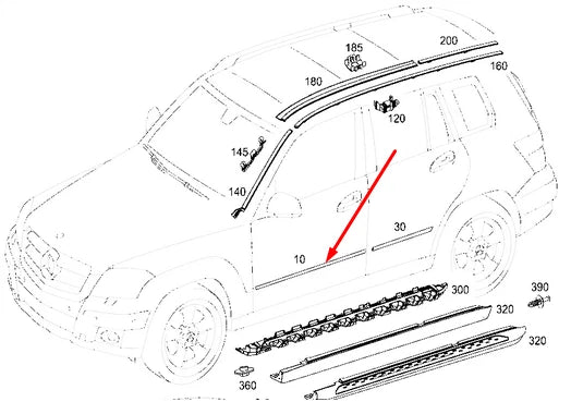 NEW MERCEDES-BENZ GLK-CLASS X204 FRONT RIGHT DOOR CHROME MOLDING TRIM