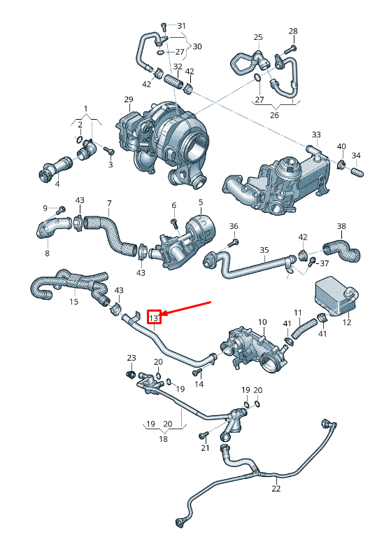 NEW VW TOUAREG CR ENGINE COOLANT PIPE 059121075GH ORIGINAL