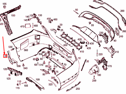 NEW MERCEDES-BENZ C W205 REAR BUMPER LEFT FILLER COVER A2058852923 ORIGINAL