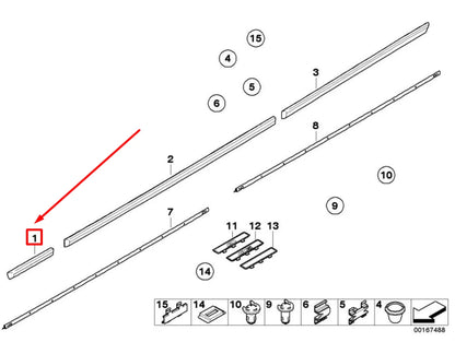 NEW BMW 5 E39 FRONT LEFT FENDER DOOR MOULDING 51138159293 8159293 ORIGINAL