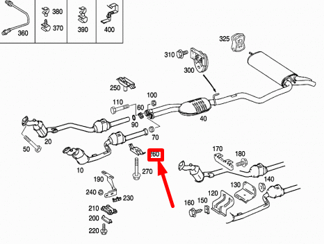 NEW MB E W210 EXHAUST PIPE TO CATALYTIC CONVERTER BRACKET A2104927241 ORIGINAL