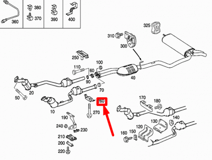 NEW MB E W210 EXHAUST PIPE TO CATALYTIC CONVERTER BRACKET A2104927241 ORIGINAL