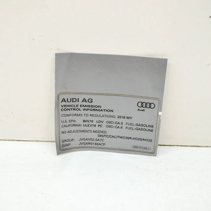 NEW AUDI A4 AVANT B9 EMISSION CONTROL INFORMATION LABEL 8W0010504J ORIGINAL