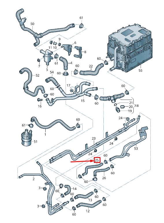 new audi q7 4m engine coolant hose 4m0121082e original
