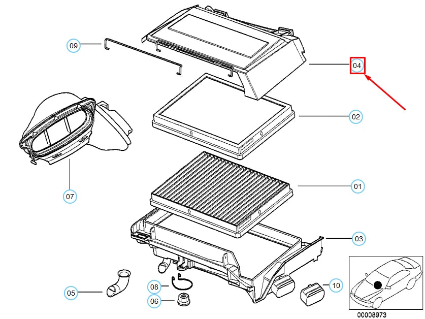 NEW BMW 5 E39 CABIN AIR CHANNEL MICROFILTER COVER RIGHT 64318379626 ORIGINAL